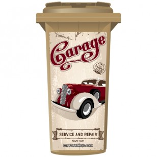 Old Time Garage Wheelie Bin Sticker Panel